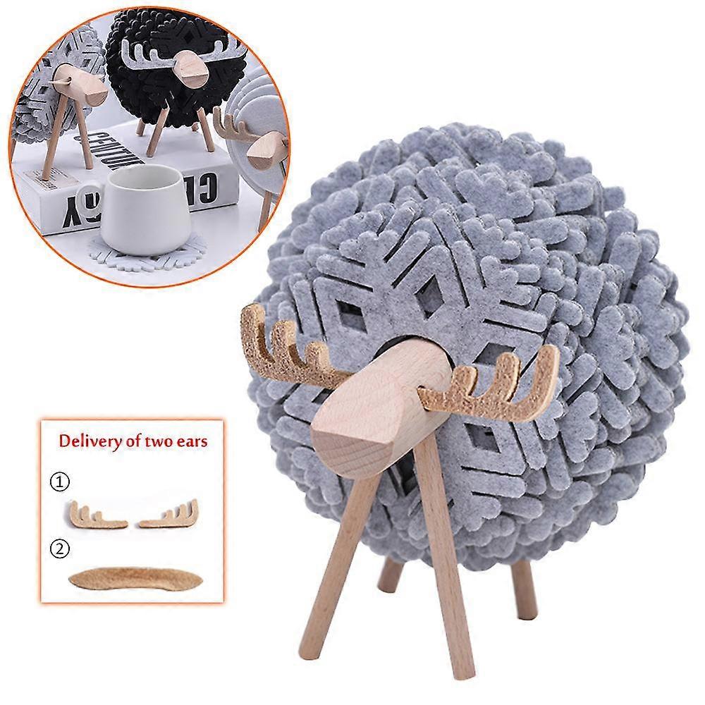 Elk Shape Drink Coasters Cup Pads Insulated Round Felt Cup Mats Creative Home Office Table Decor Art Crafts Gift 2023 New