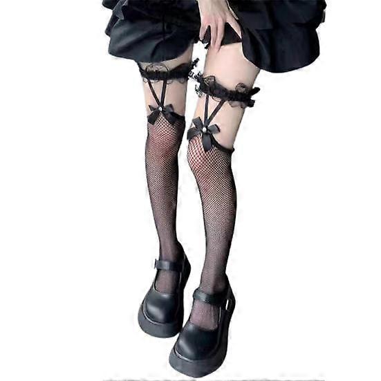 1 Pair Popular Bow-knot Daily Wear Washable Hollow Out See Through Stockings for Performance Thigh High