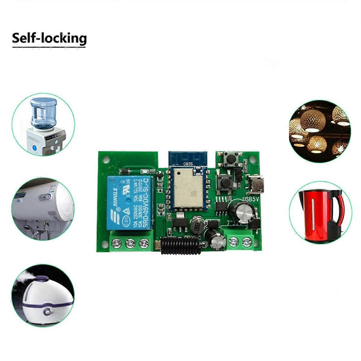 Tuya WIFI Smart Switch Controller Gate Garage Door Opener 1CH 7-32V TimerInching Self-Locking Relay Module