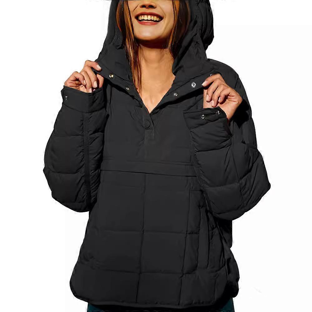 Women's Solid Color Long Sleeve Loose Casual Hooded Cotton Jacket