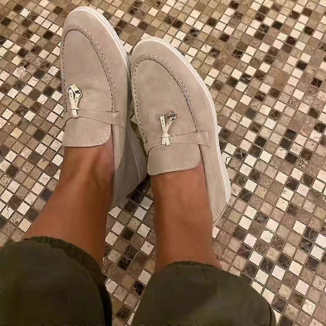 Wanderschuhe Frauen Loafer Wildleder kausale Mokassin Schloss Mütze Schuhe Kompatibel Flache Schuhe mit weicher Sohle Plus Größe