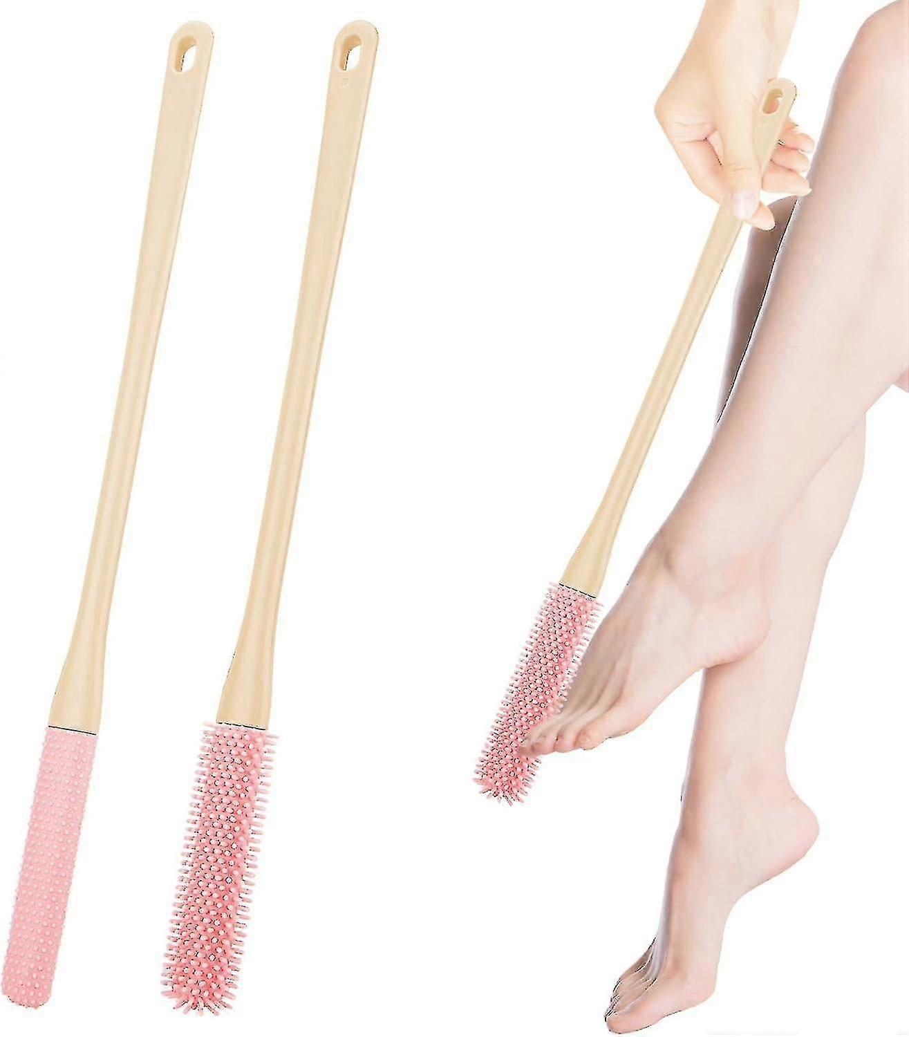 Toe Cleaning Brush,Foot Scrubber in Shower Long- Handled Toe Lotion Applicator for Seniors,Elderly