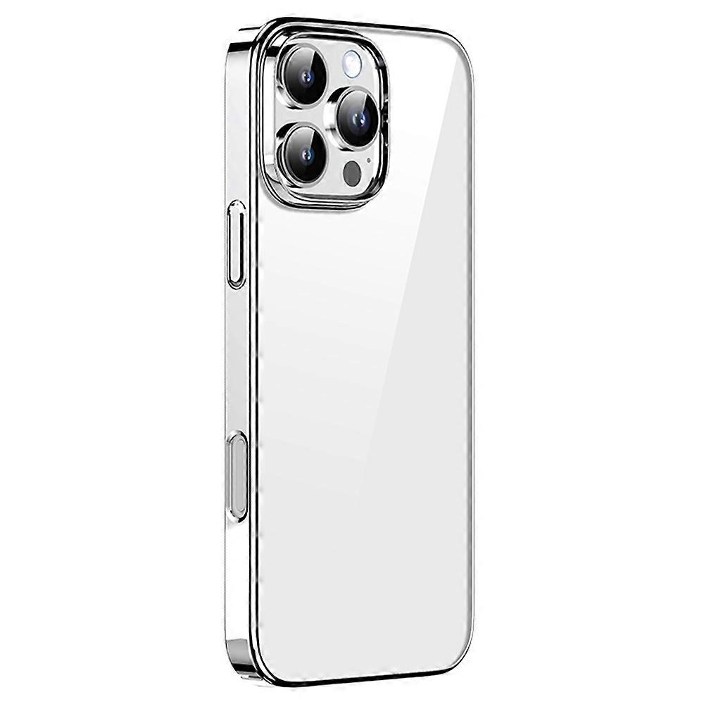 MUTURAL For iPhone 16 Pro Clear Phone Case PC+TPU Mobile Back Cover-Silver