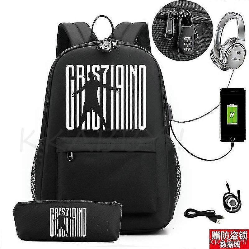 Cr7 Sac à dos pour ordinateur portable Femmes Sacs en toile Hommes Capacité Sacs à dos de voyage Sac rétro décontracté Sacs d’école pour adolescents