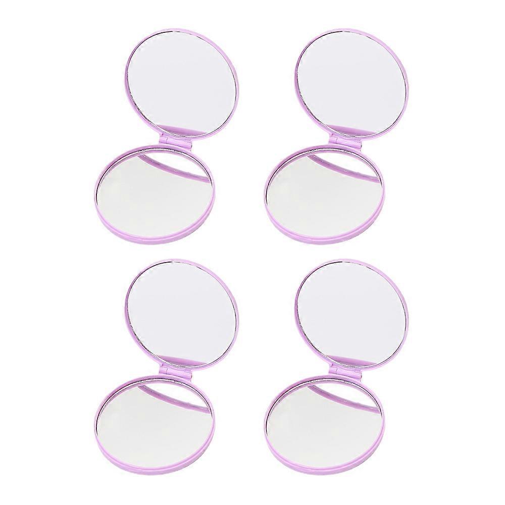 Portable plastic folding circular embossed cosmetic mirror