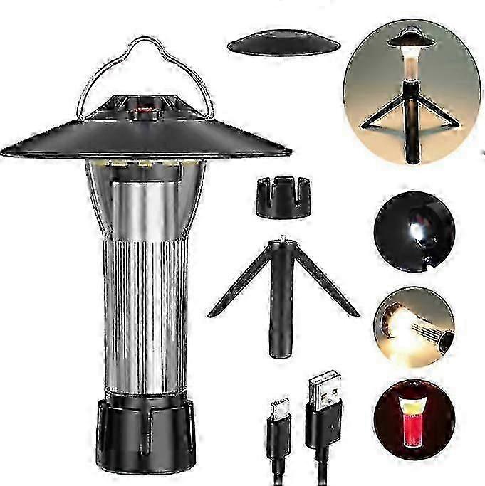 Camping Lantern Solar USB Rechargeable LED Flashlight