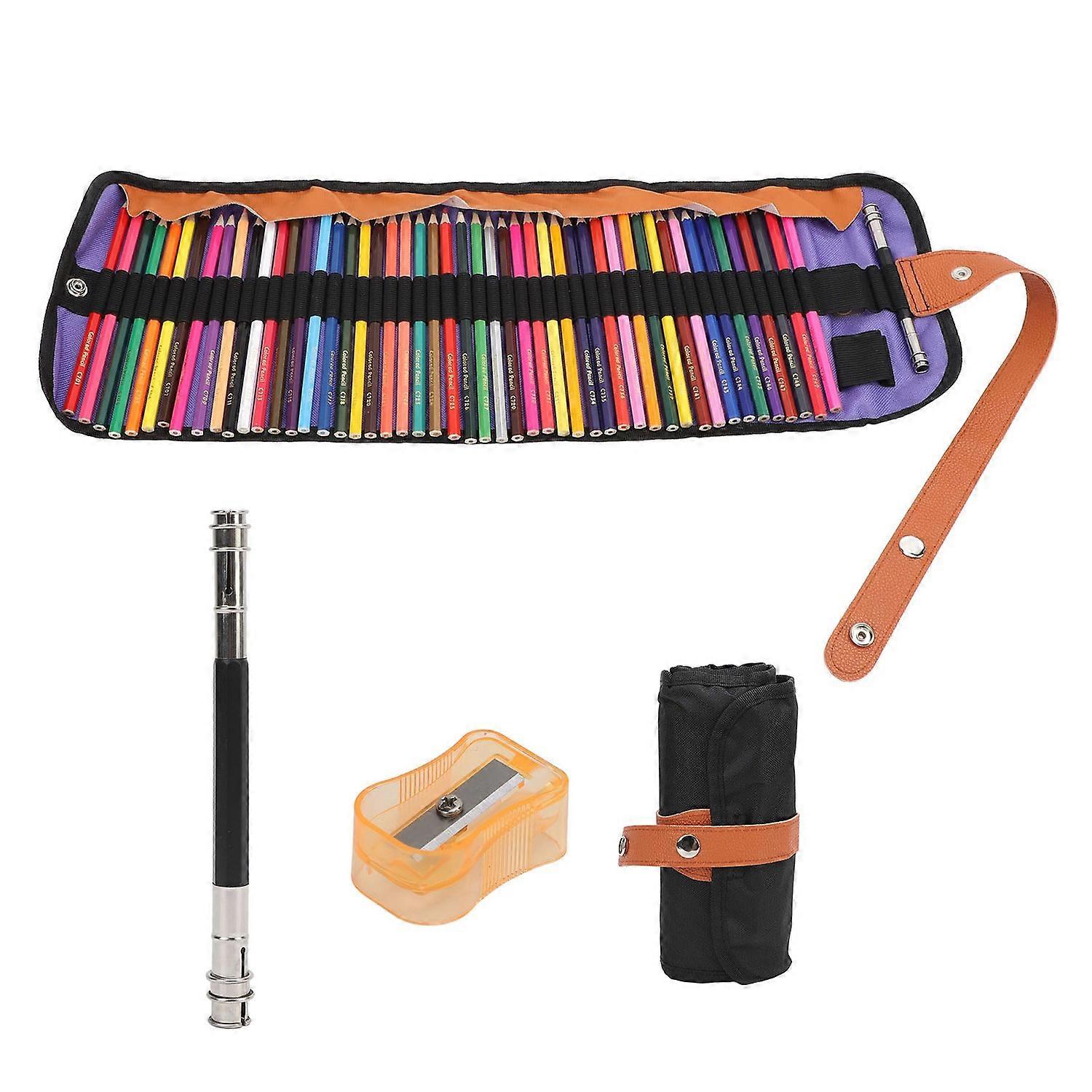 50 Pcs Colored Pencils Set High Color Saturation Drawing Pencils with Sharpener Extender and Roll Up