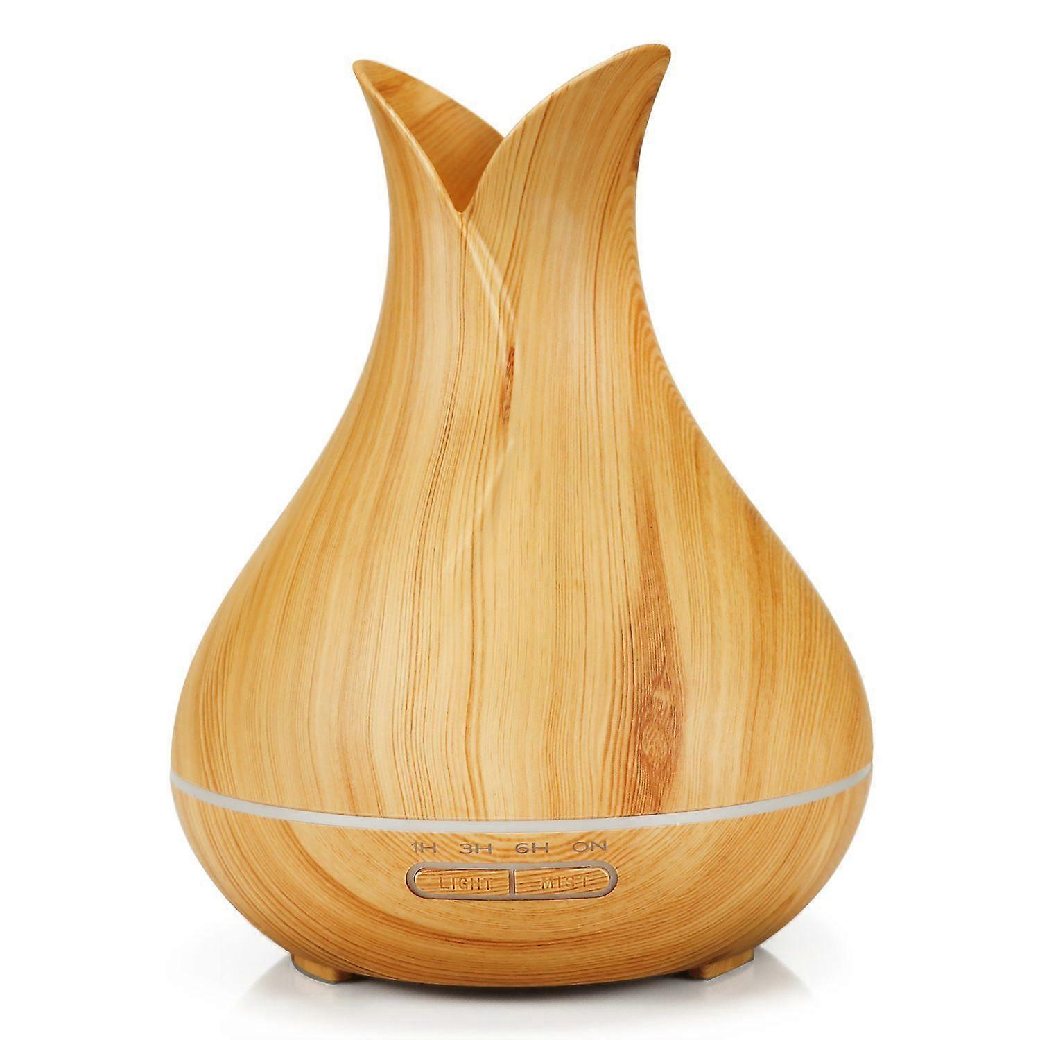 Amyi 400ml Essential Oil Diffuser Ultrasonic Wood Grain Air Humidifier with 7-Color LED Lights for H