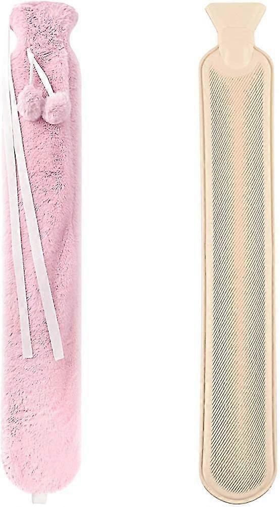 زجاجة ماء ساخن طويلة مع غطاء ناعم أفخم ، أحزمة طويلة محمولة لتثبيتها على الرقبة