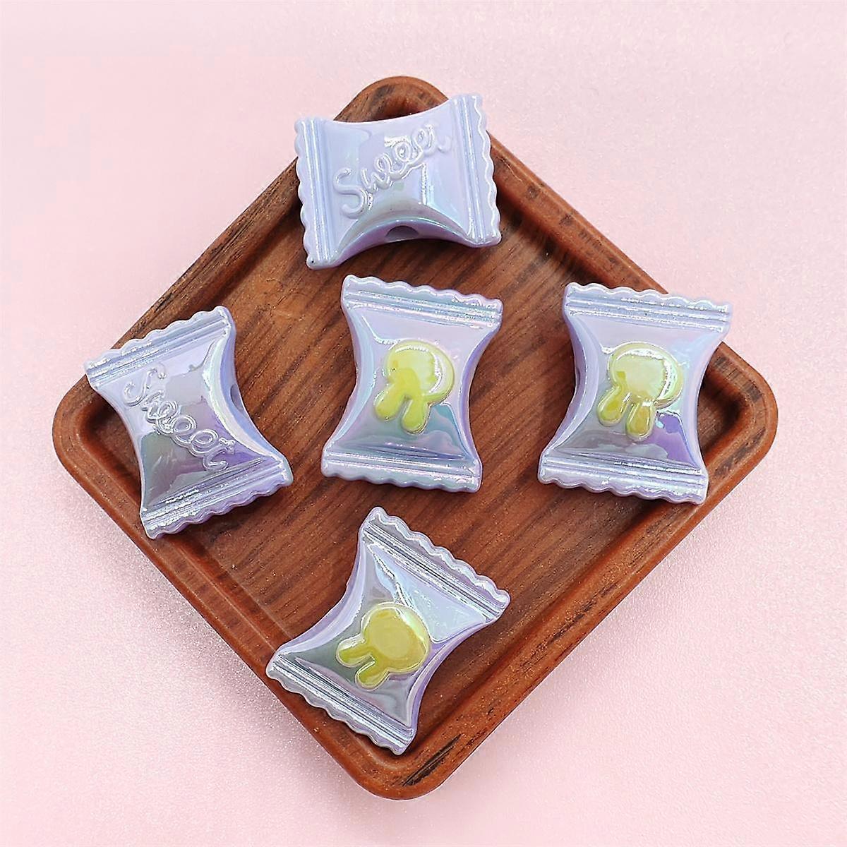 10Pcs DIY Handmade Material Modeling Loose Beads Necklace Rabbit Candy Plated Color Jewelry Making Two-color Pendant UV Bracelet
