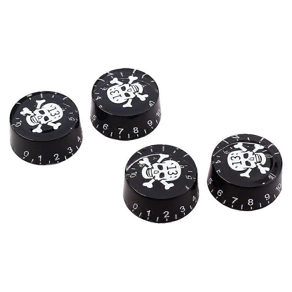 4 PCS/ Set Guitar Knobs Volume Tone Control Knobs Skull Pattern Rotary Knobs for LP Electric Guitar Parts Replacement (Black/ White Pattern)