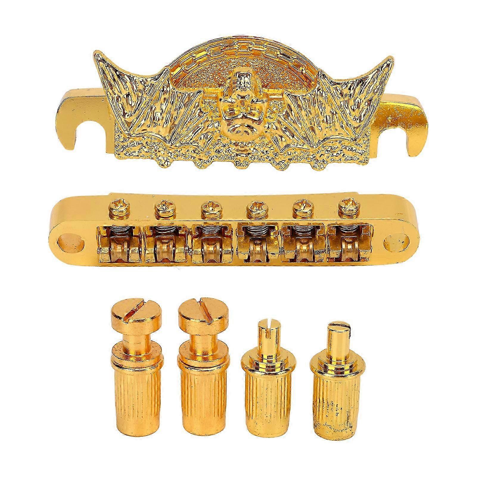 Guitar Bridge Tailpiece Roller Saddle Height Adjustable Beautiful Gold Roller Saddle Bridge Tailpiece