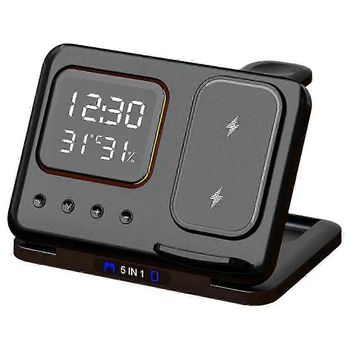 Wireless Chargers Stand 5 In1 LED Digital Alarm Clock Fast Charging Dock Station compatible with 15 14 8 Samsun