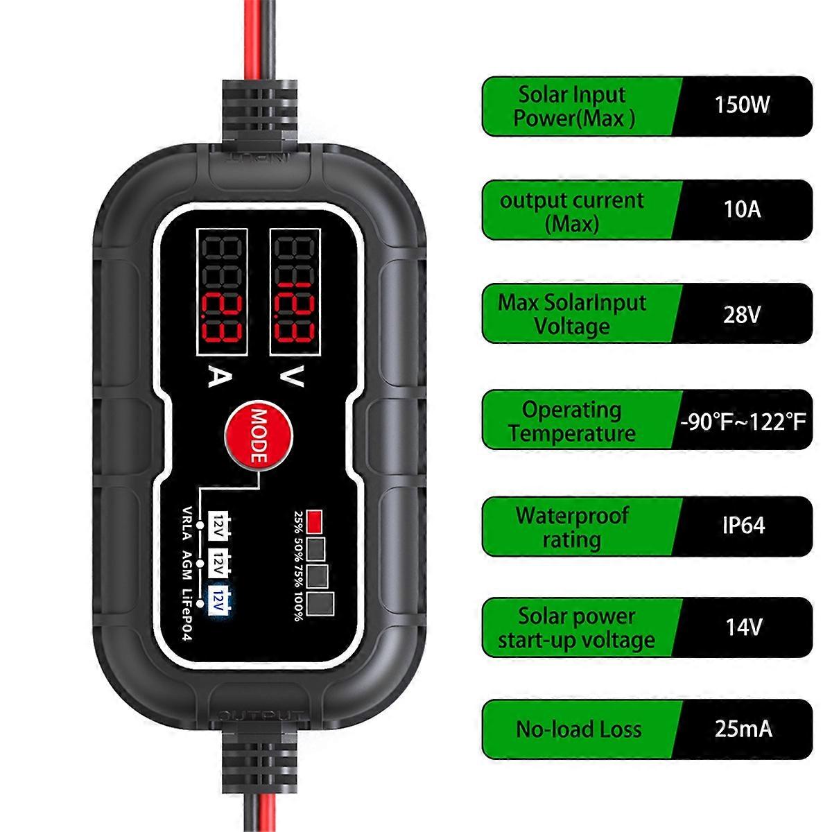 10A 12V Lithium Battery LCD Digital MPPT Solar Charge Panel Controller Regulator Home Improvement So