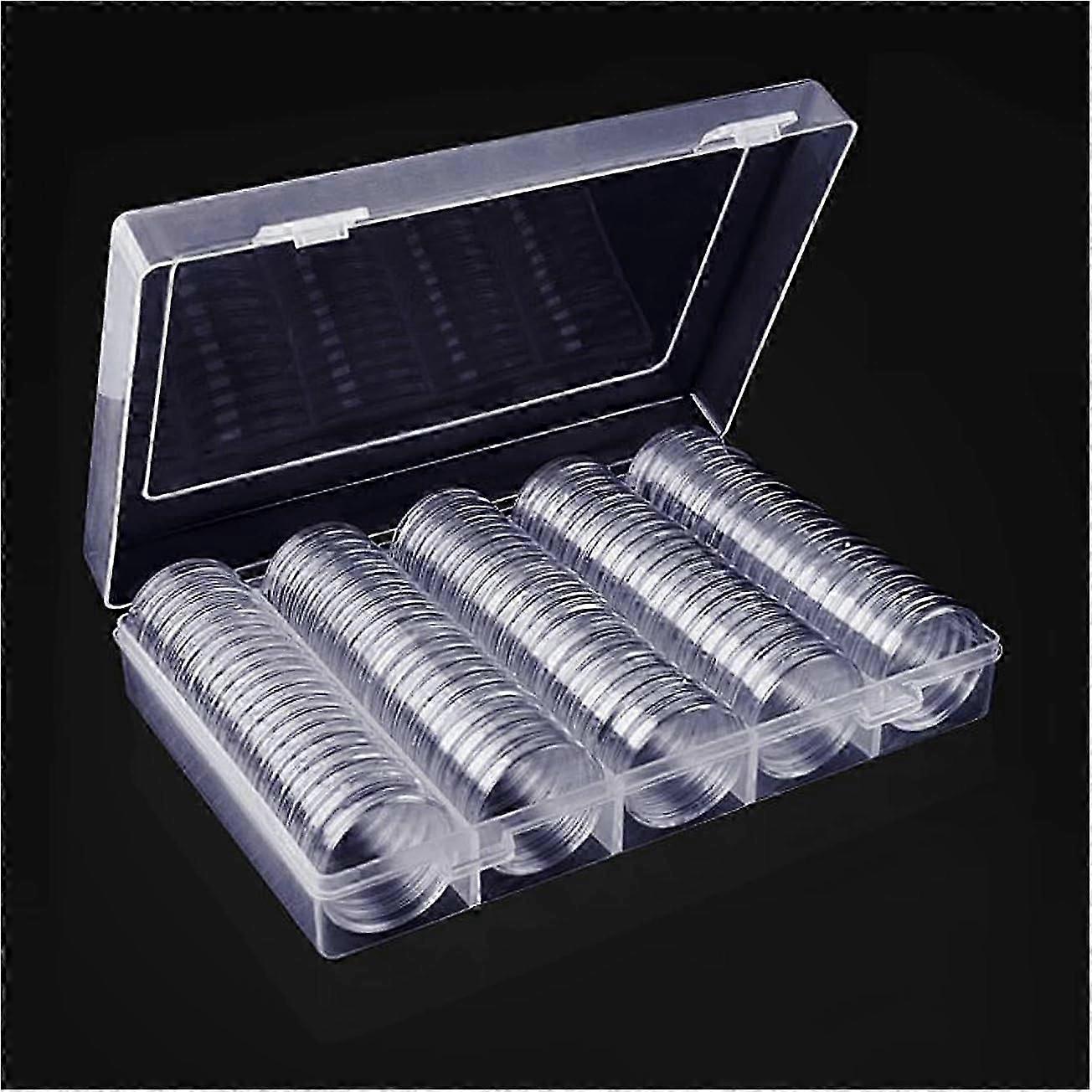 Coin Capsule, 100 Pieces Coin Capsules for Storing/Collecting Coins, Plastic Coin Capsule with Transparent Circular / Coin Capsules with Box (30mm)