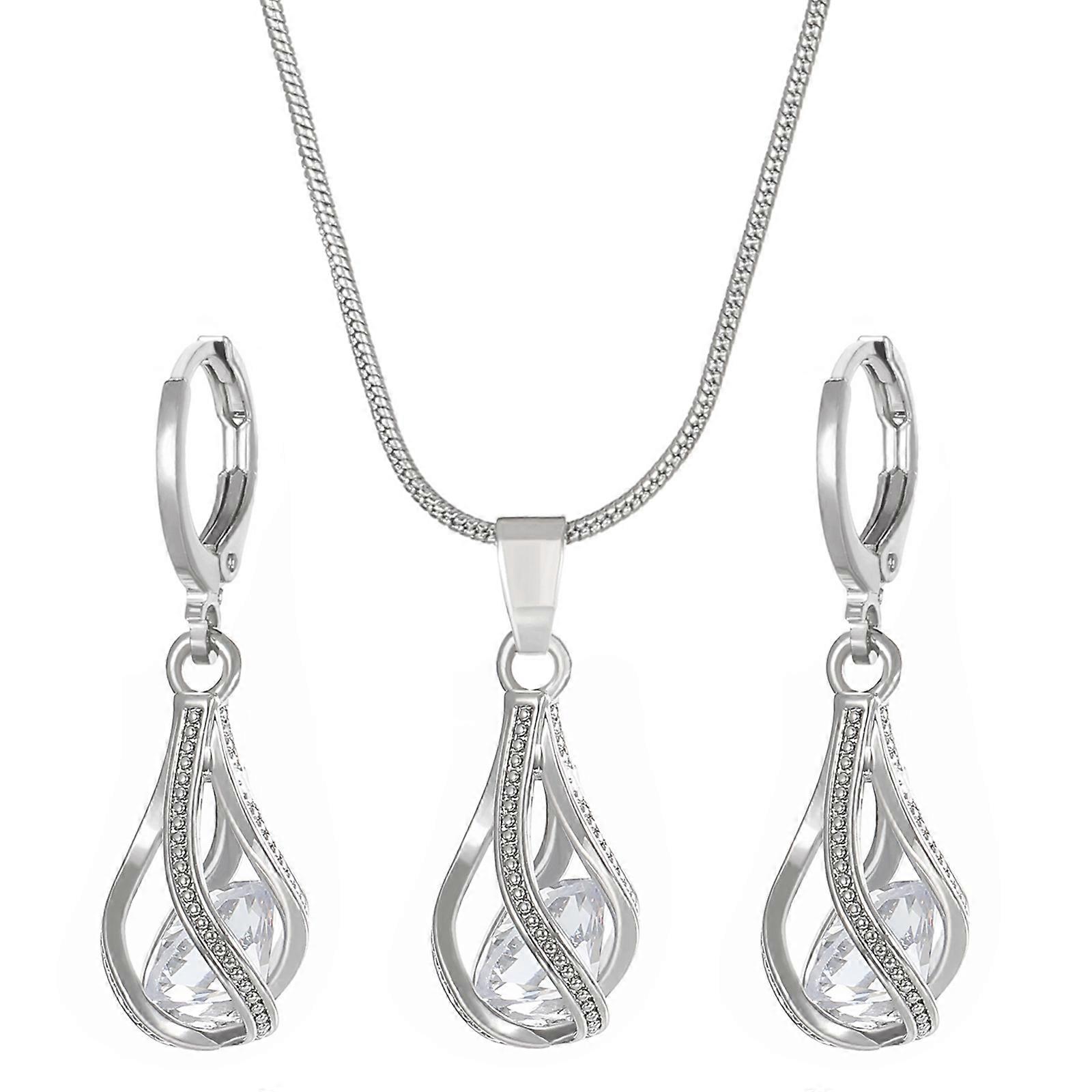 Zirconiu cubic Studs și colier cristal și zirconiu bijuterii Set colier cercei accesoriu pentru eveniment de seară