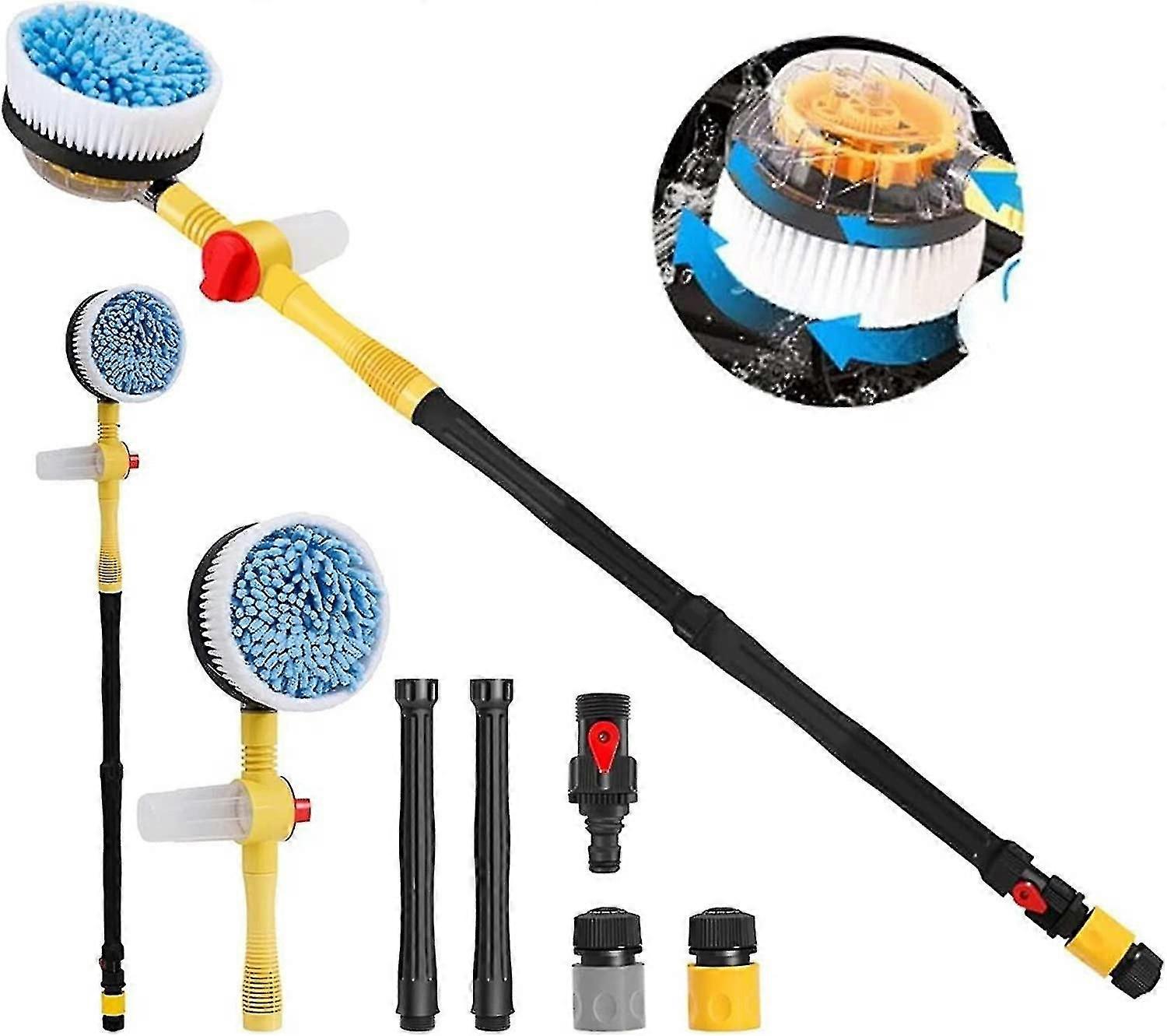 Autowaschbürsten-Kit, Autowaschbürste mit Griff, 360-Schleuder-Automopp schäumt automatisch Autowaschanlage-Kit, abnehmbare Mikrofaser-Autoreinigungsbürste für Auto
