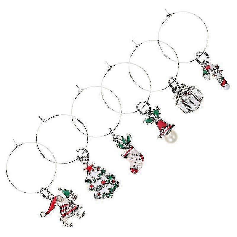 5.6X3cm Assorted Color Wine Glass Charms 6pcs Practical Iron Drinking Cup Signs Party Supplies (asso