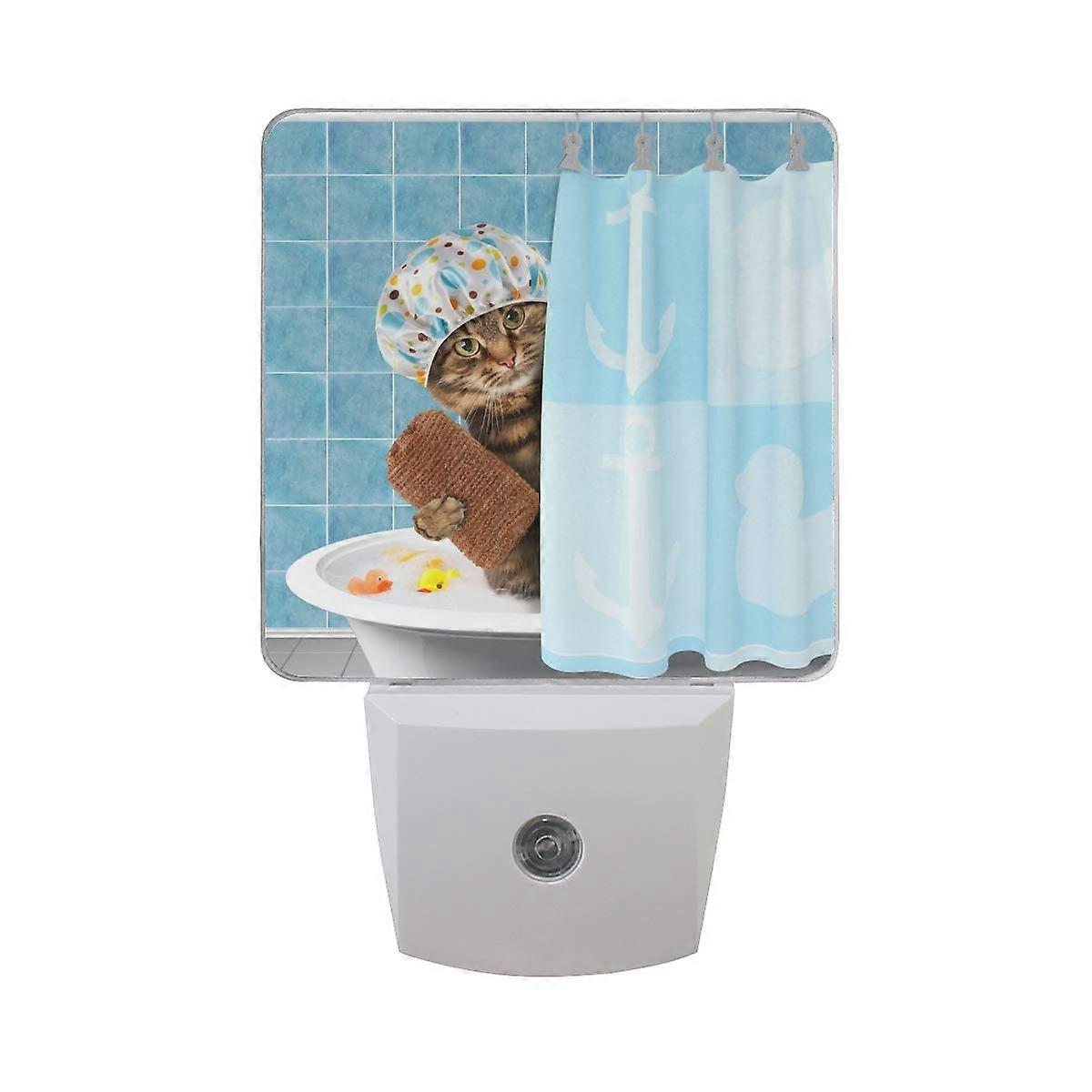 Naanle 2 -set shower head with funny cat cartoon duck tub bathroom automatic sensor Led