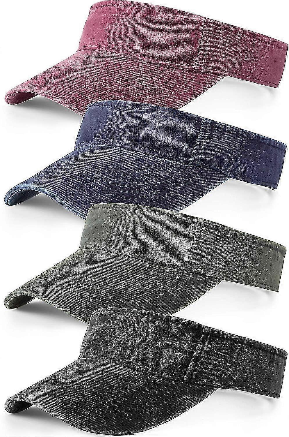 4Pcs Adjustable Sun Visor Hat Sport Athletic Black Red Green Blue