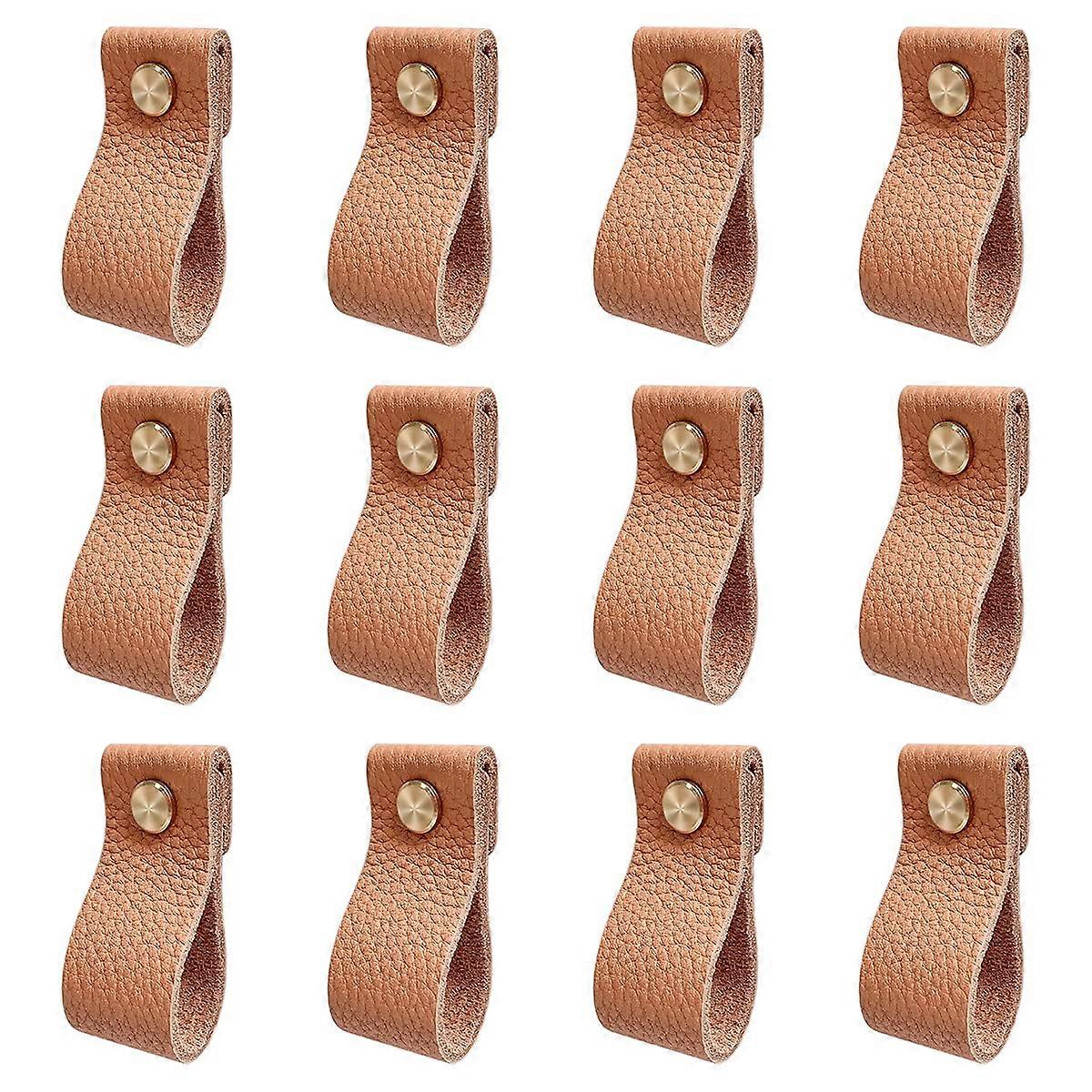 Leather Knobs for Dresser Drawers, Dresser 12 Pulls Pack, Drawer Pulls and Knobs