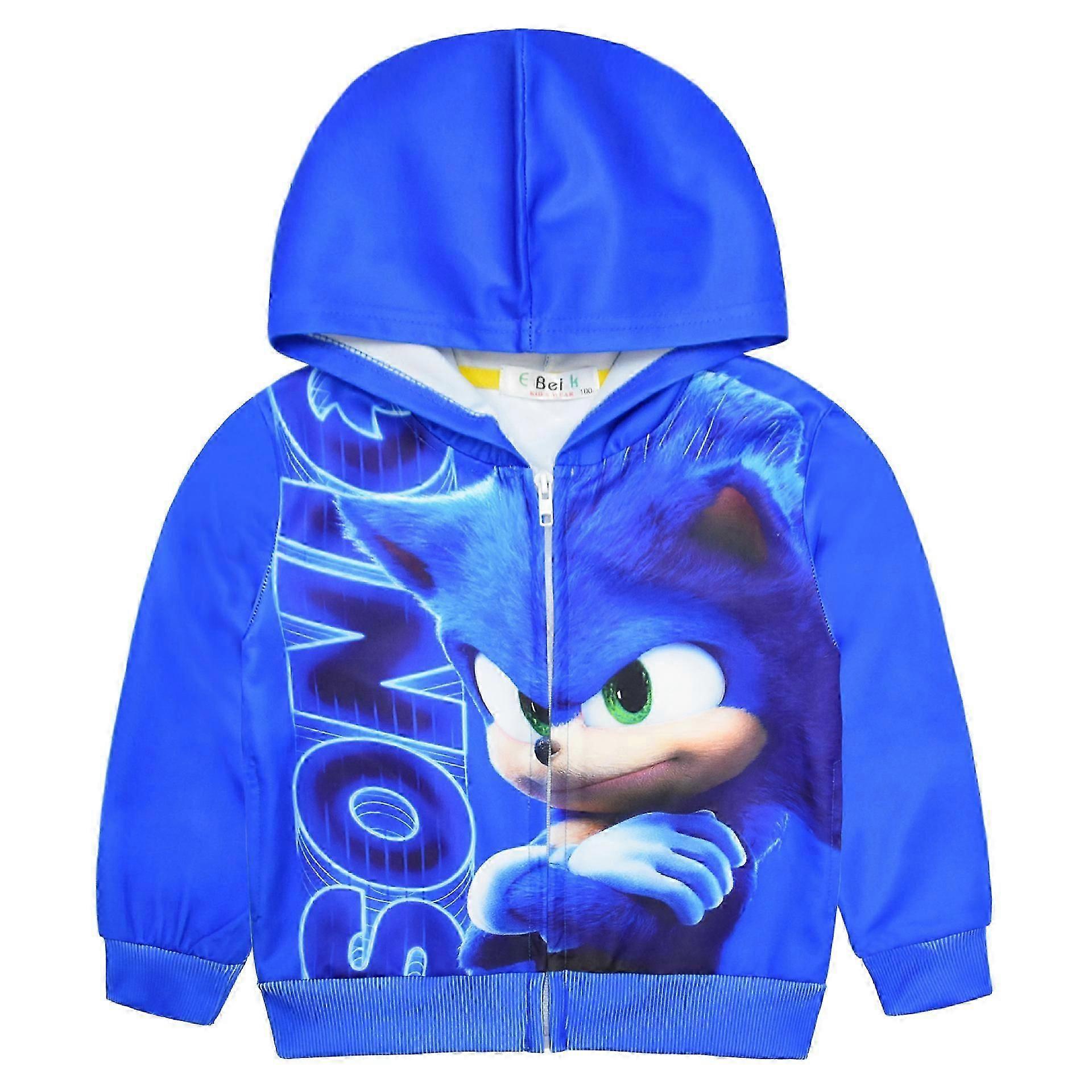 Cartoon Sonic Boy Zipper Jaqueta com capuz Jaqueta
