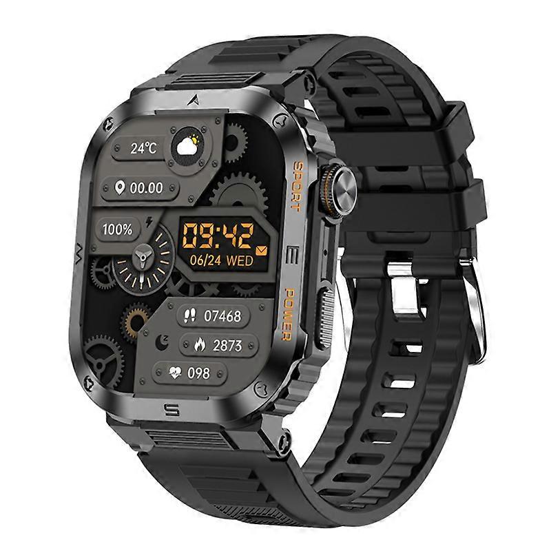 Smartwatch with Bluetooth Calling, Notification Push, Sports Tracking, Blood Pressure, and Blood Oxygen Monitoring for Outdoor Activities(Black)