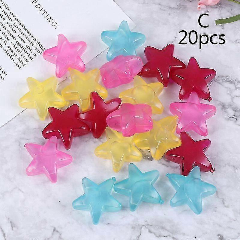 20pcs Star Shaped Ice Cube Plastic Reusable Multicolour Ice Stone Cooling Tool