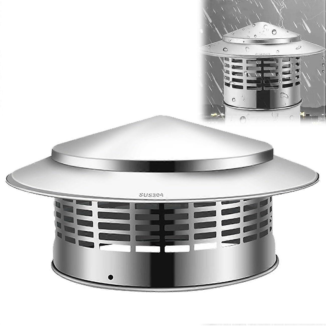 Roof Chimney Cap 304 Stainless Steel Weatherproof Flue Vent 3/4/6/8 Inch Cone Top with Mesh for Exterior Stove Pipe 110mm
