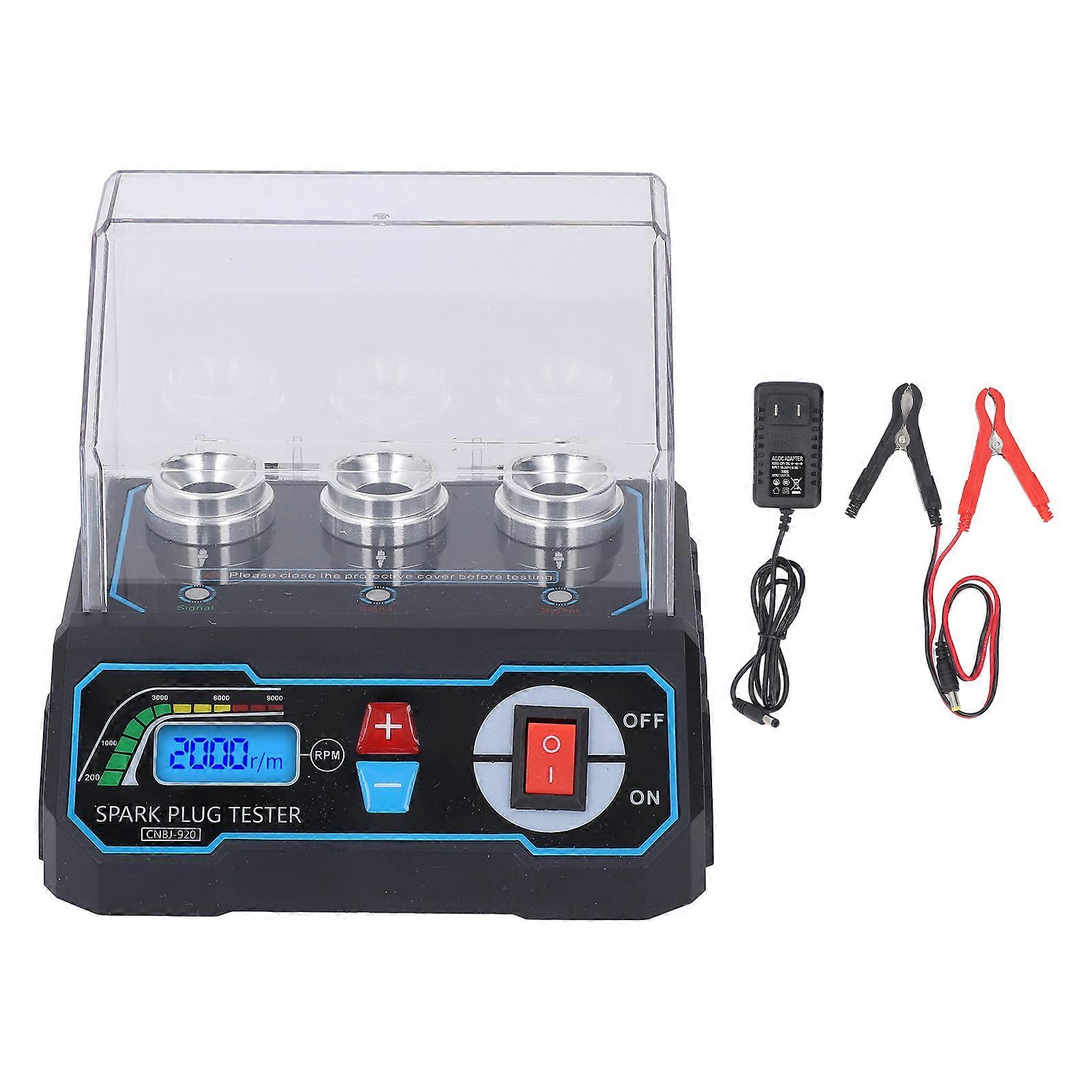 Spark Plug Tester 3 Hole 200-9000RPM Adjustable Working Frequency LED Backlit Screen Engine Ignition Coil Detector