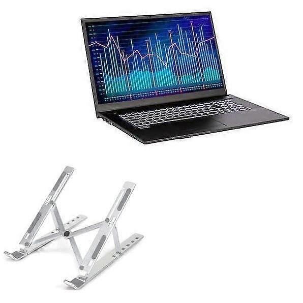 NEXOC BJ7 Laptop Stand Compatible, Compact QuickSwitch Multi-Angle Foldable Riser, Metallic Silver, Portable Design