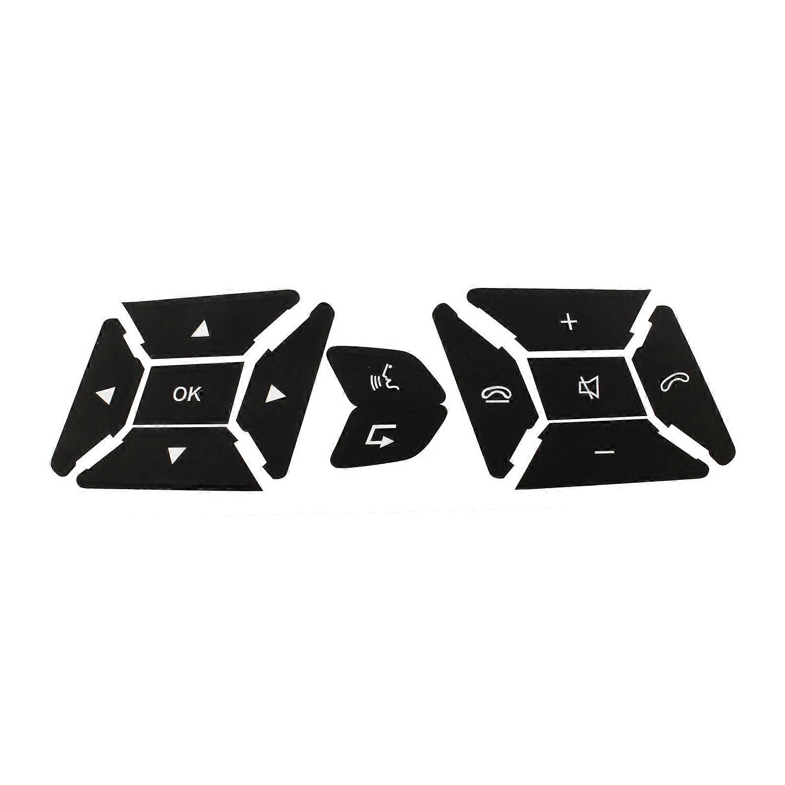 Car Steering Wheel Button Stickers Cover for Mercedes Benz ML GL GLK GLA CLA CLS SL A B C E G Class - 12PCS Black Square Trim