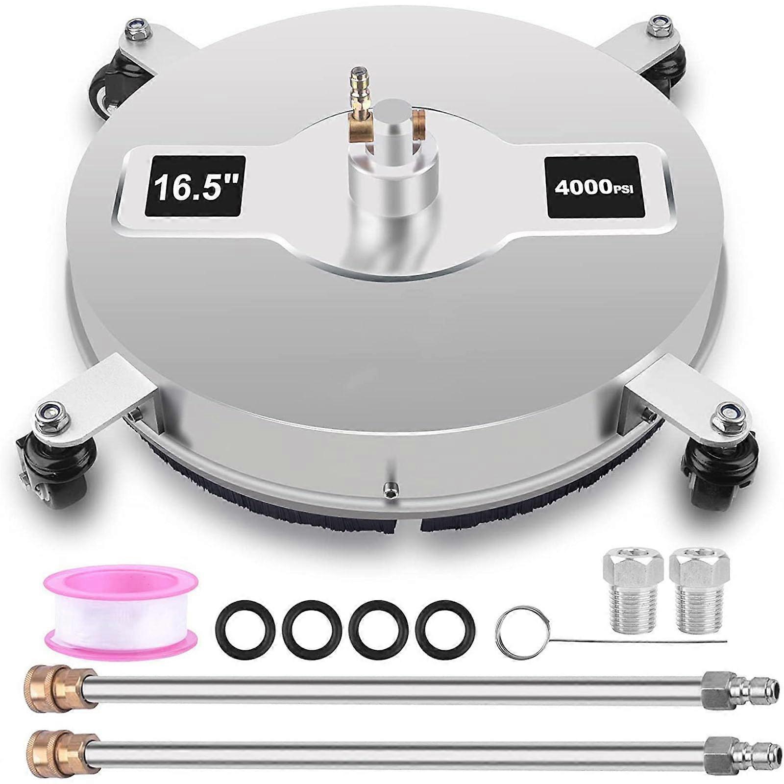 16.5'' Pressure Washer Surface Cleaner, 4000 PSI with 4 Wheels, Stainless Steel Housing