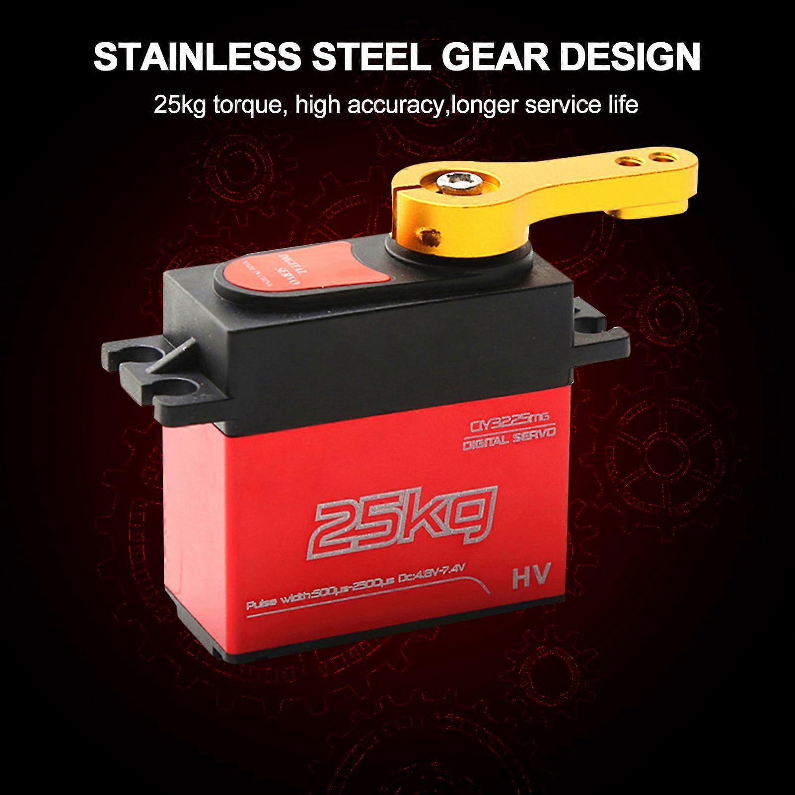 2pcs Digital Servo 25kg High Torque 180° Stainless Steel Gear Servo for 1/8 1/10 Remote Control Car with 25T Servo Arm