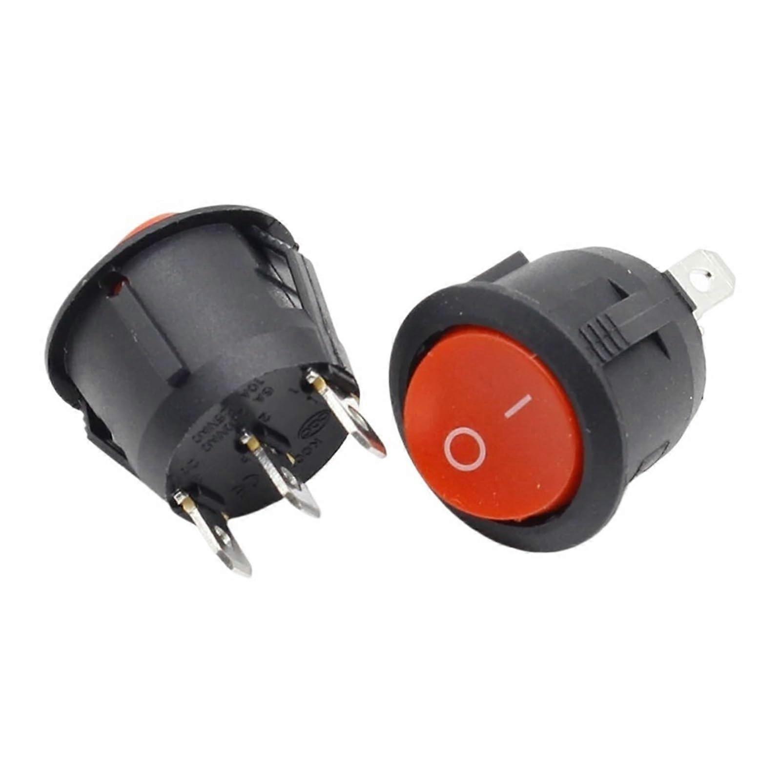 10Pcs 20mm Diameter Small Round Boat Rocker Switches Black Black Round White Red 3 Pin ONOff Rocker Switch