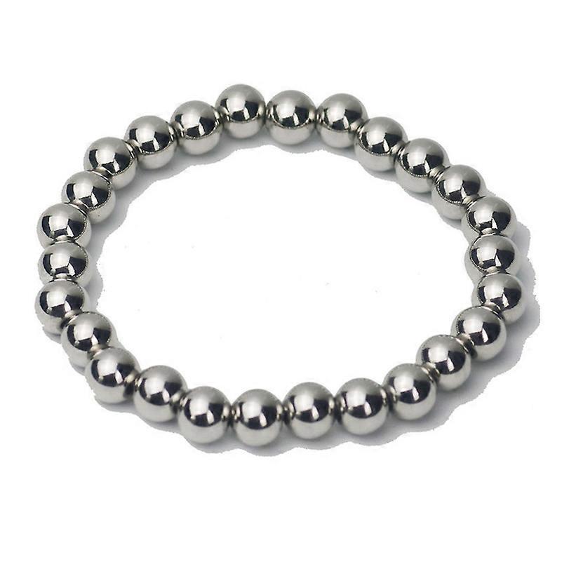 Silver Stainless Steel Round Bead Bracelet