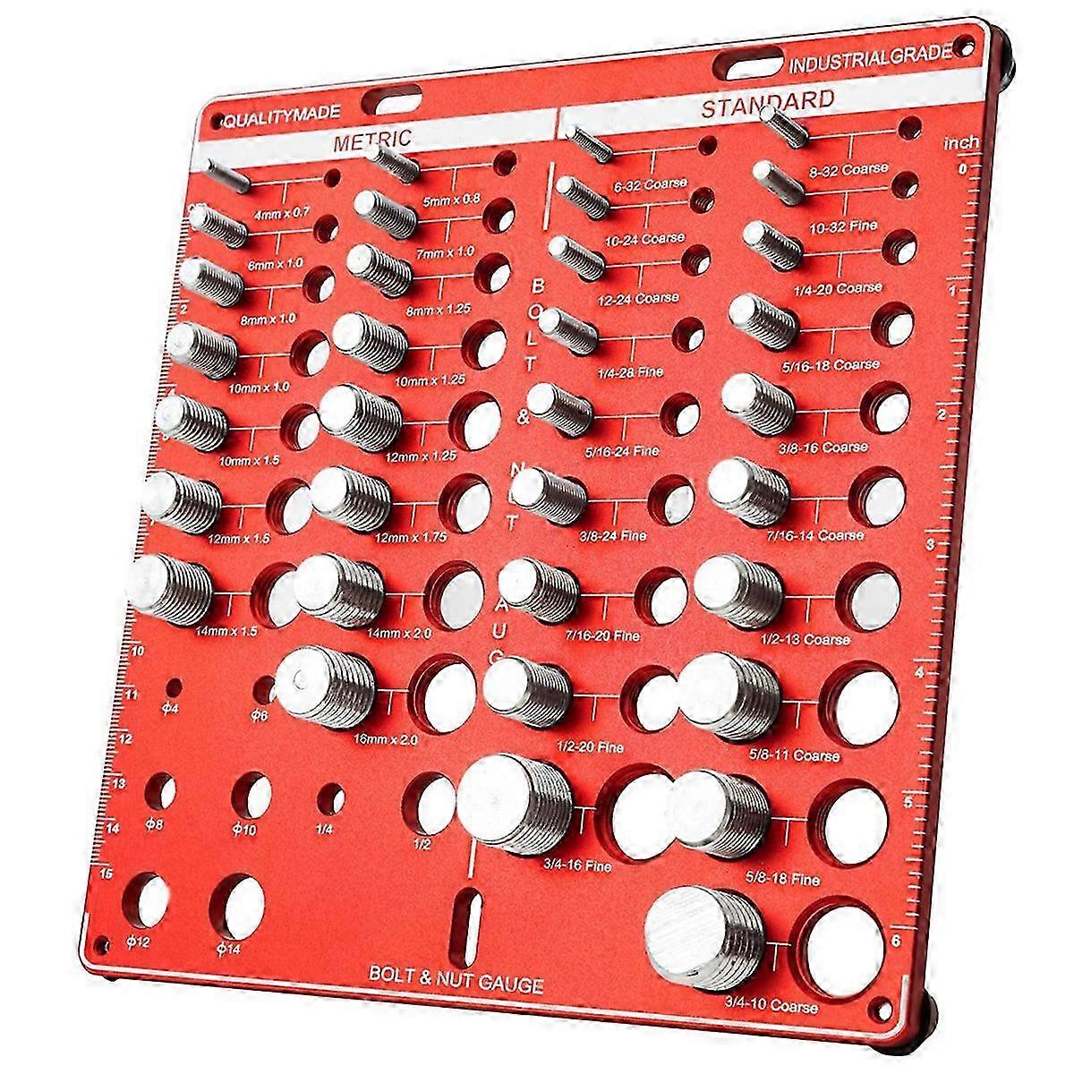 , 42 Nut and Bolt , Bolt Size and Thread Gauge, Bolt and Nut Identifier Gauge