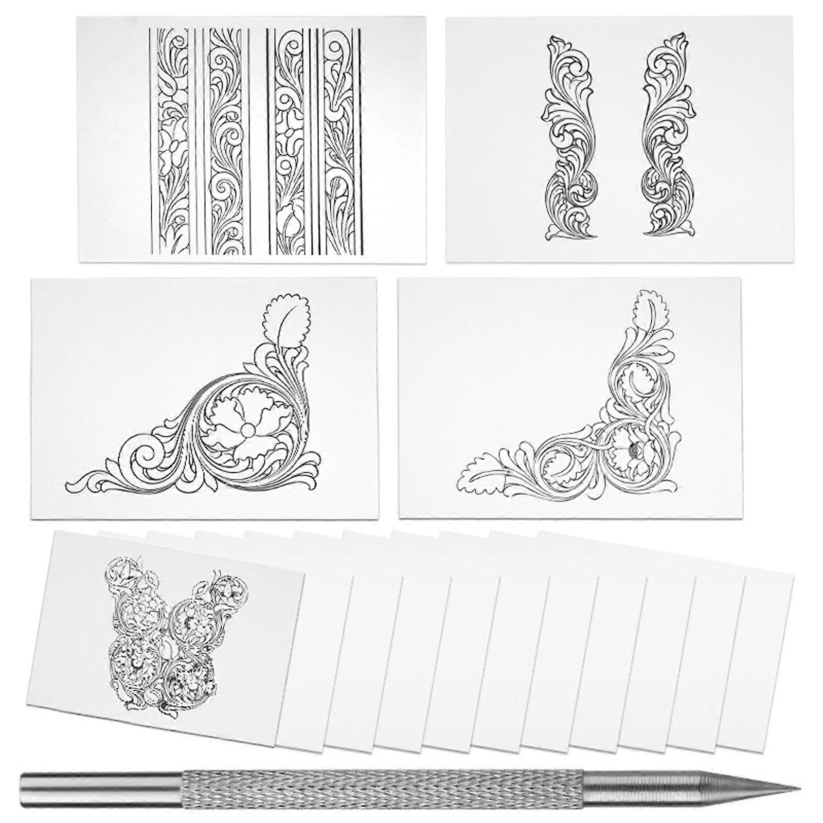Leather Scriber Pen Leather Carving Pattern Description Paper Set For Leather