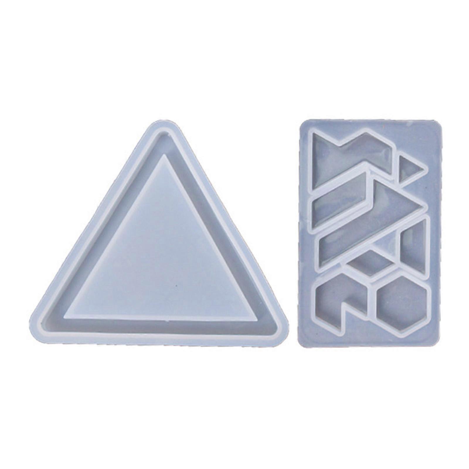 Dual Purpose Silicone Molds for Triangle & Tangram Set Puzzle Resin Molds Educational Puzzle Molds Xmas New Year Molds G