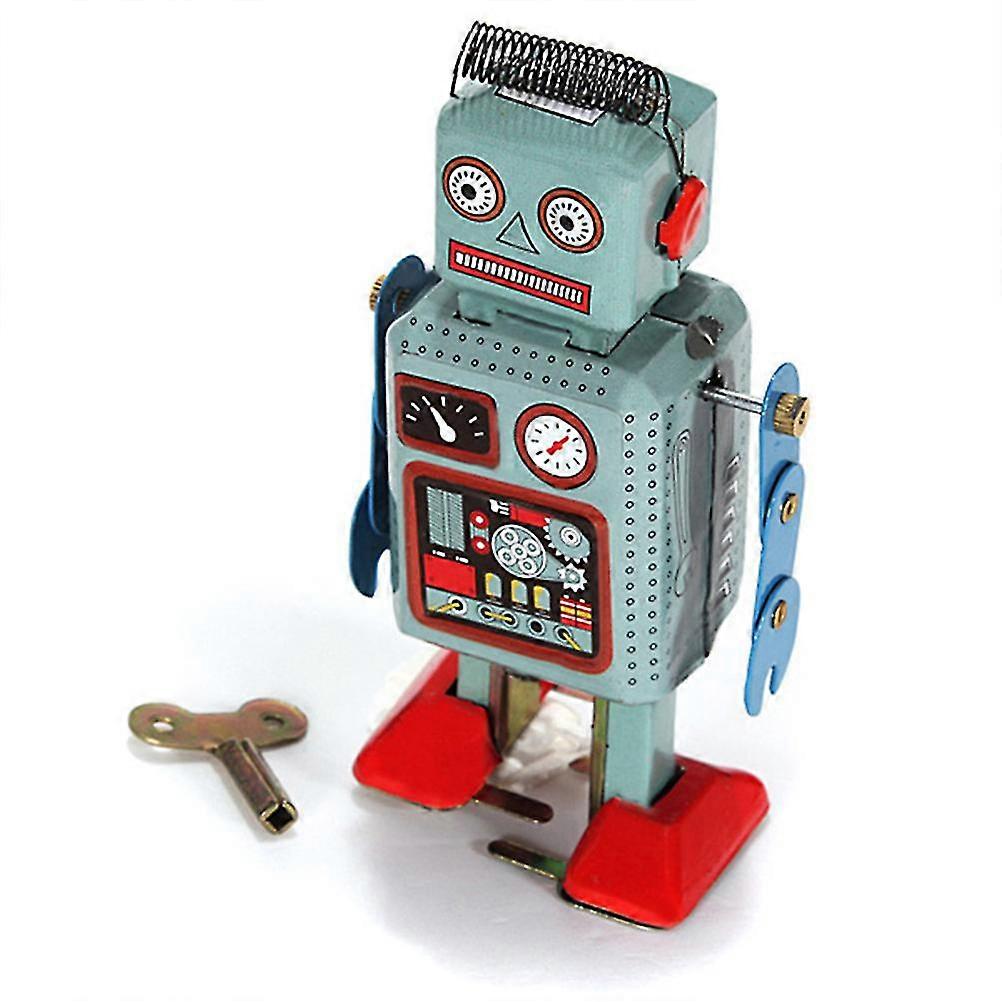Vintage Mechanical Clockwork Wind Up Toys Walking Radar Robot Tin Toy