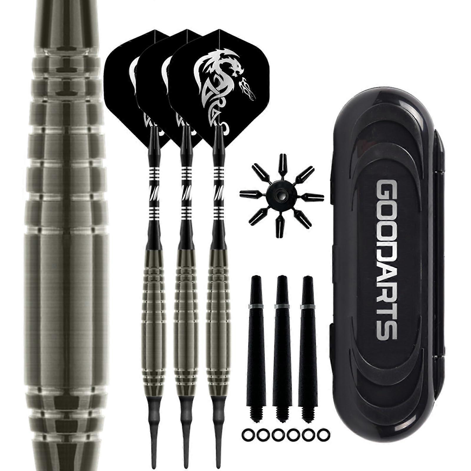 Pack of 3 darts with plastic tip, 3 barrels, shafts, flights, case Black Ref: 4233