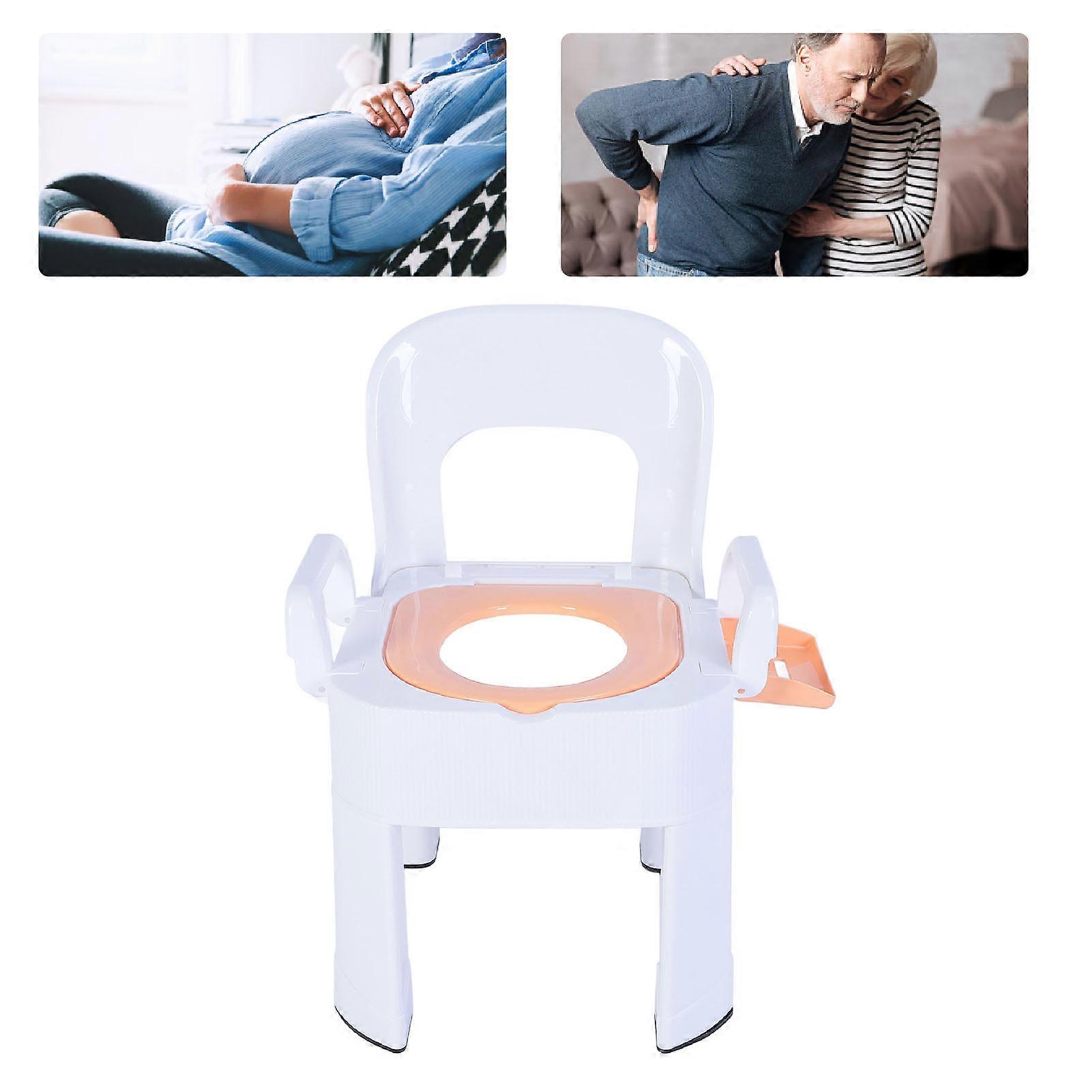 Squat Toilet Commode Chair Detachable Foldable Non Slip Armrest Backrest Cushion Quick Drying Extra Wide Commode Bathroom Sitting Bath Stool Gold