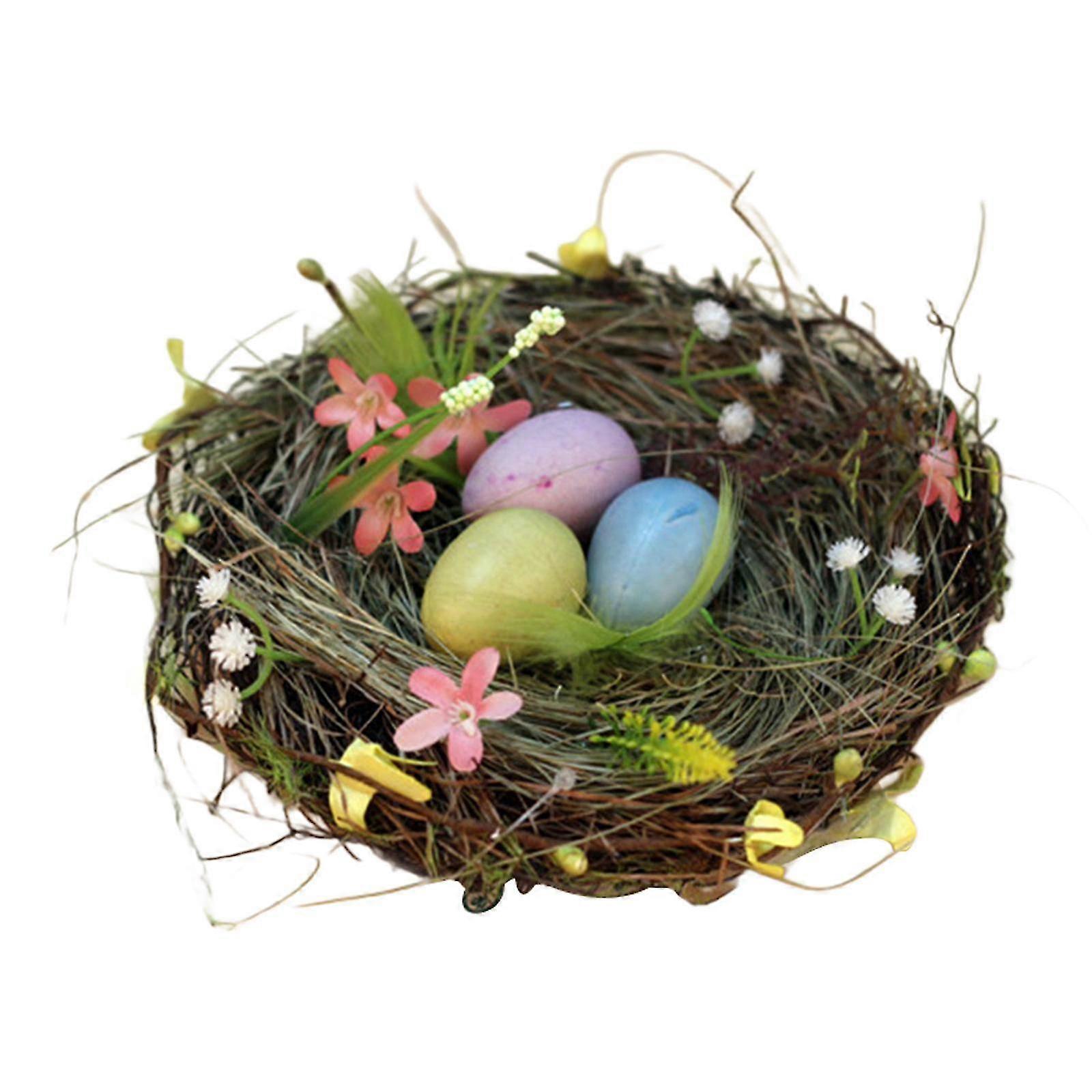 Easter Bird Nest Decorative Desktop Ornament Crafts Ideal for Easter Gifts with Decorative Eggs for Indoor and Outdoor Use in Home, Bedroom,