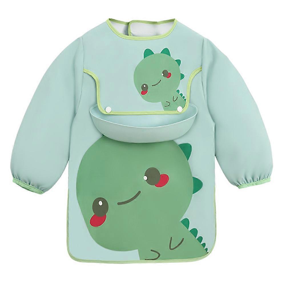 Lovely Feeding Apron With Bib Baby Eating Smock Ideal For Eating Playing Or Painting Green Polyester 1Set