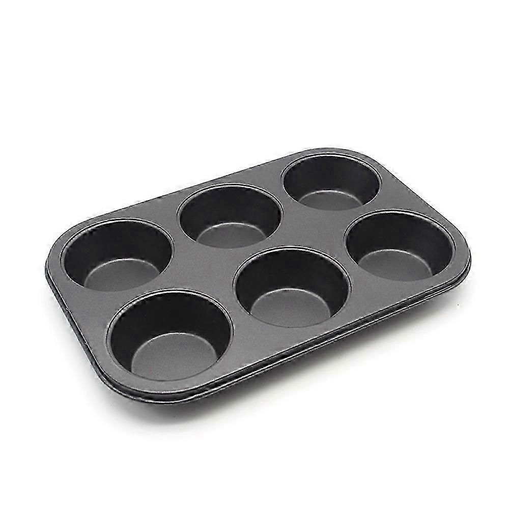 Silikone 6-kops muffinspande - non-stick bageplade - sort