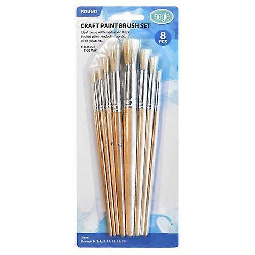 Craft Natural Hog Hair 8-Pack Brush Set - Round