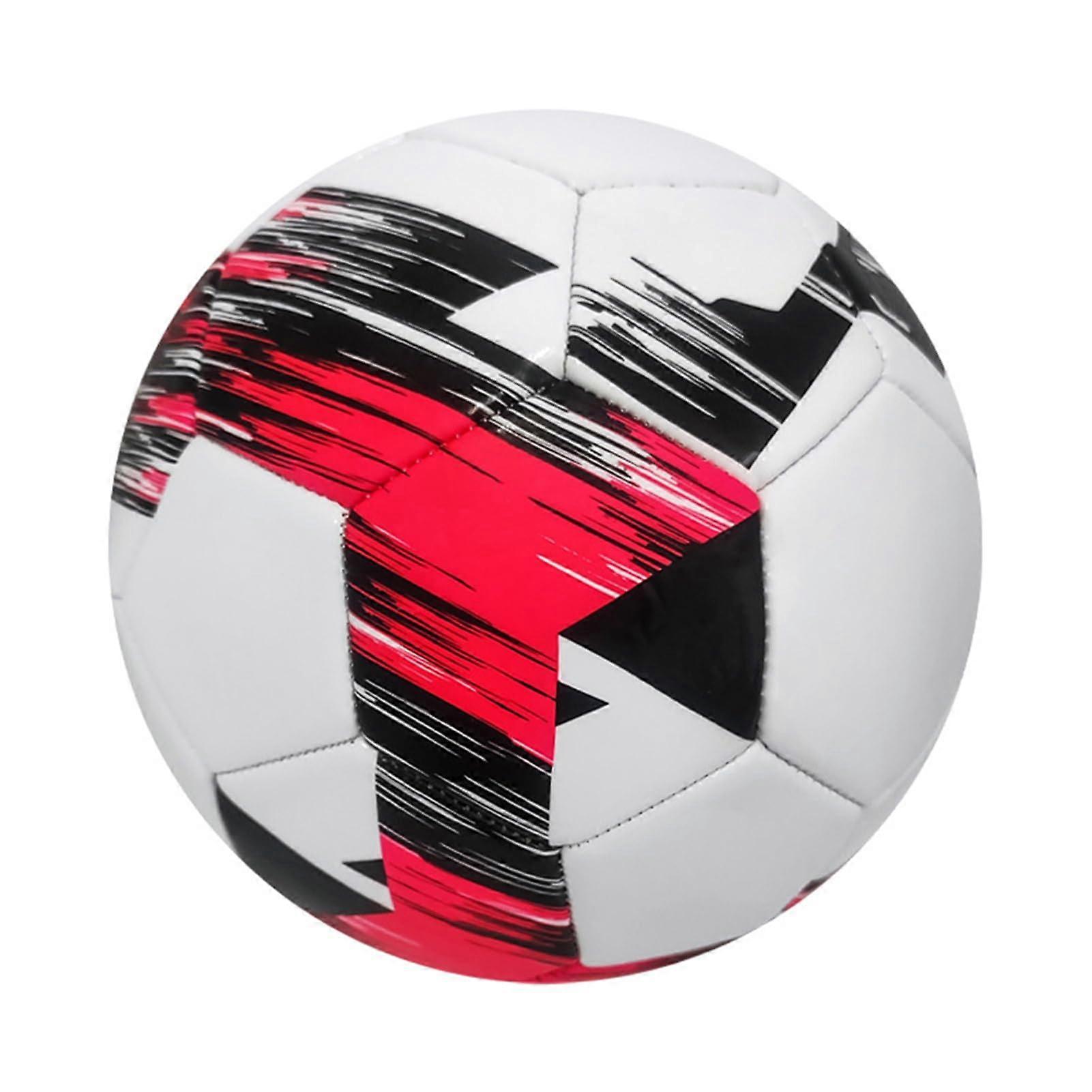 Fußball Kinder Unisex Größe 5 Offizieller Professioneller Wasserdichter Fußball Ball Leder für Jugendliche Erwachsene Rot Weiß