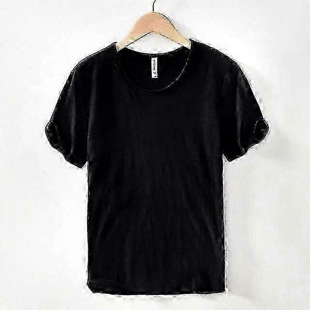 Erkekler için Retro Ham Kenar T-Shirt %100 Pamuk Hafif Nefes Alabilir Slim Fit Tek Renkli Bisiklet Yaka Rahat Basic Tee Shirt