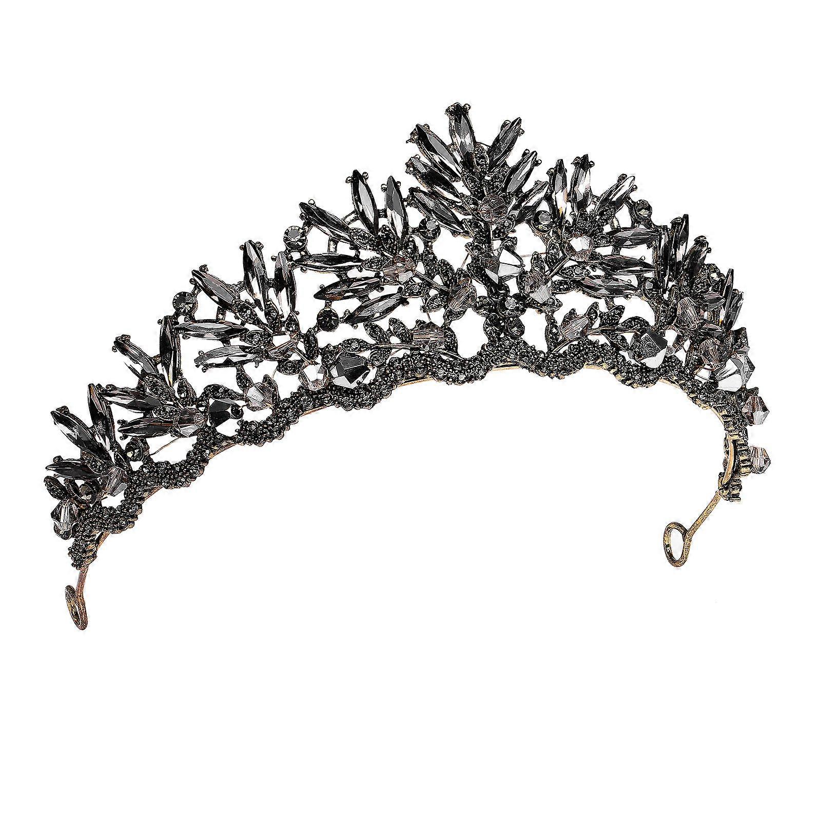 Black Rhinestone Crown for Decoration Showcasing Charming Temperament and Elegant Style One Size