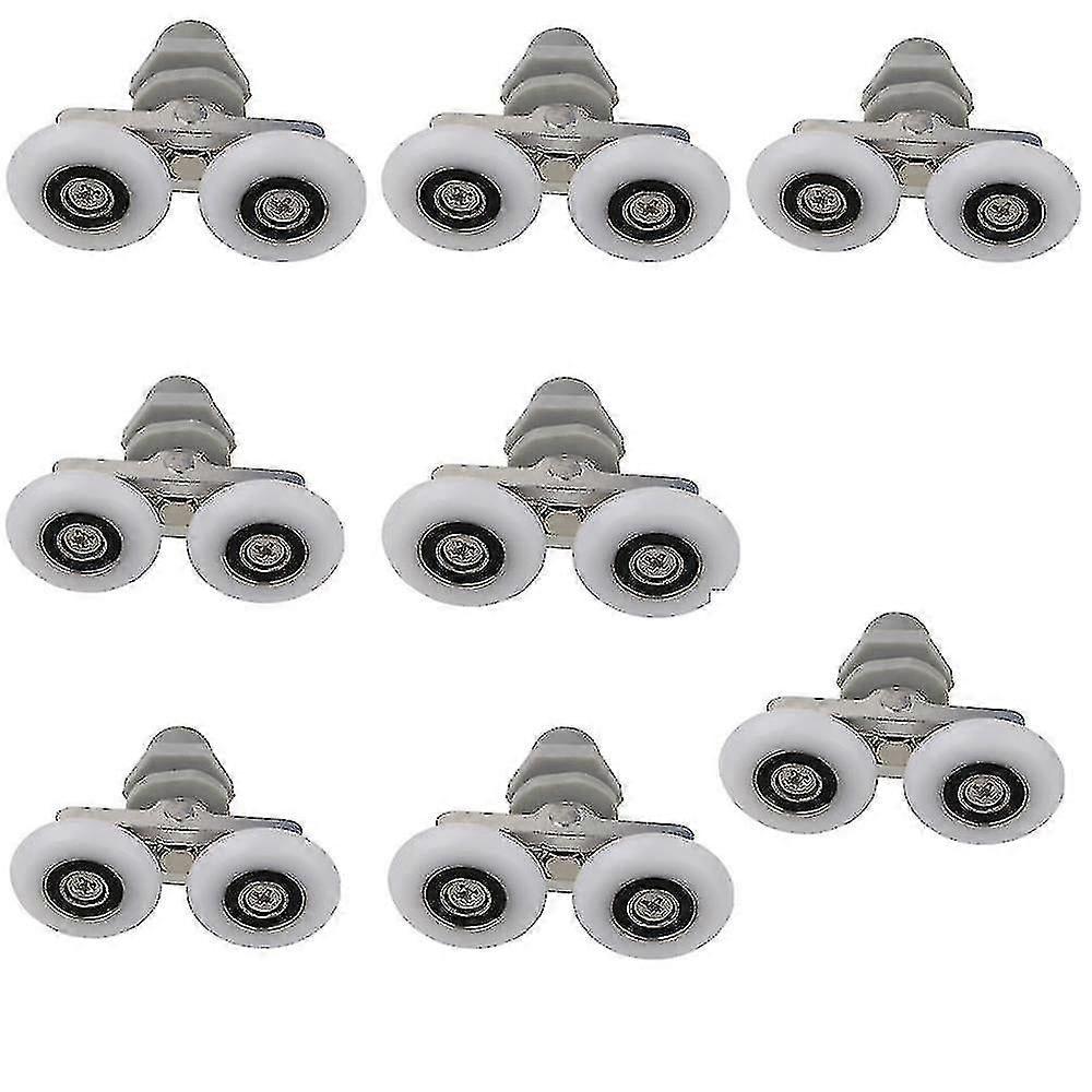 Duschtürräder, 8pcs Doppel Doppel oben / unten Duschtür Rollen / Kufen / Riemenscheiben / Räder Badezimmer Ersatzteile
